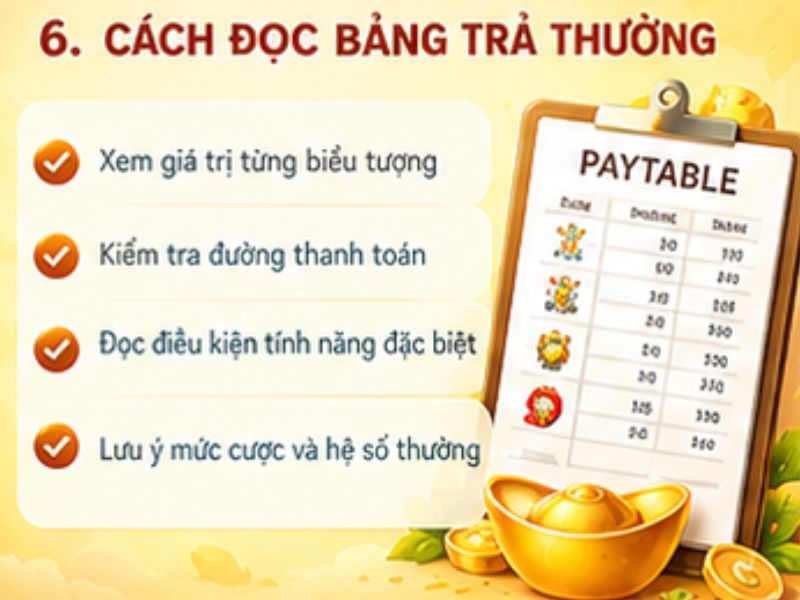 Cách đọc bảng trả thưởng Nổ Hũ Thần Tài